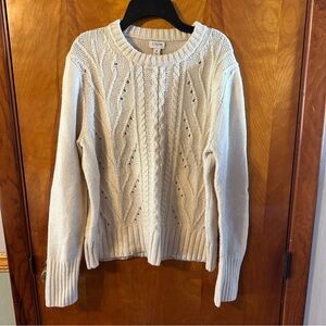 J. Crew Cream Cable Crewneck Sweater